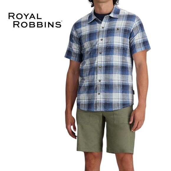 ROYAL ROBBINS men's redwood plaid short sleeve - medium - Picture 1 of 14